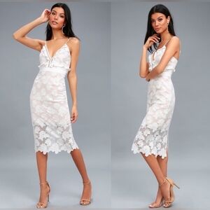 Bardot Vienna White Lace Midi Dress Size 8 (M)